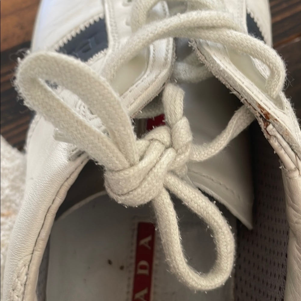 Prada White and Blue Men's Sneakers Size 6.5 Unisex - Picture 12 of 13